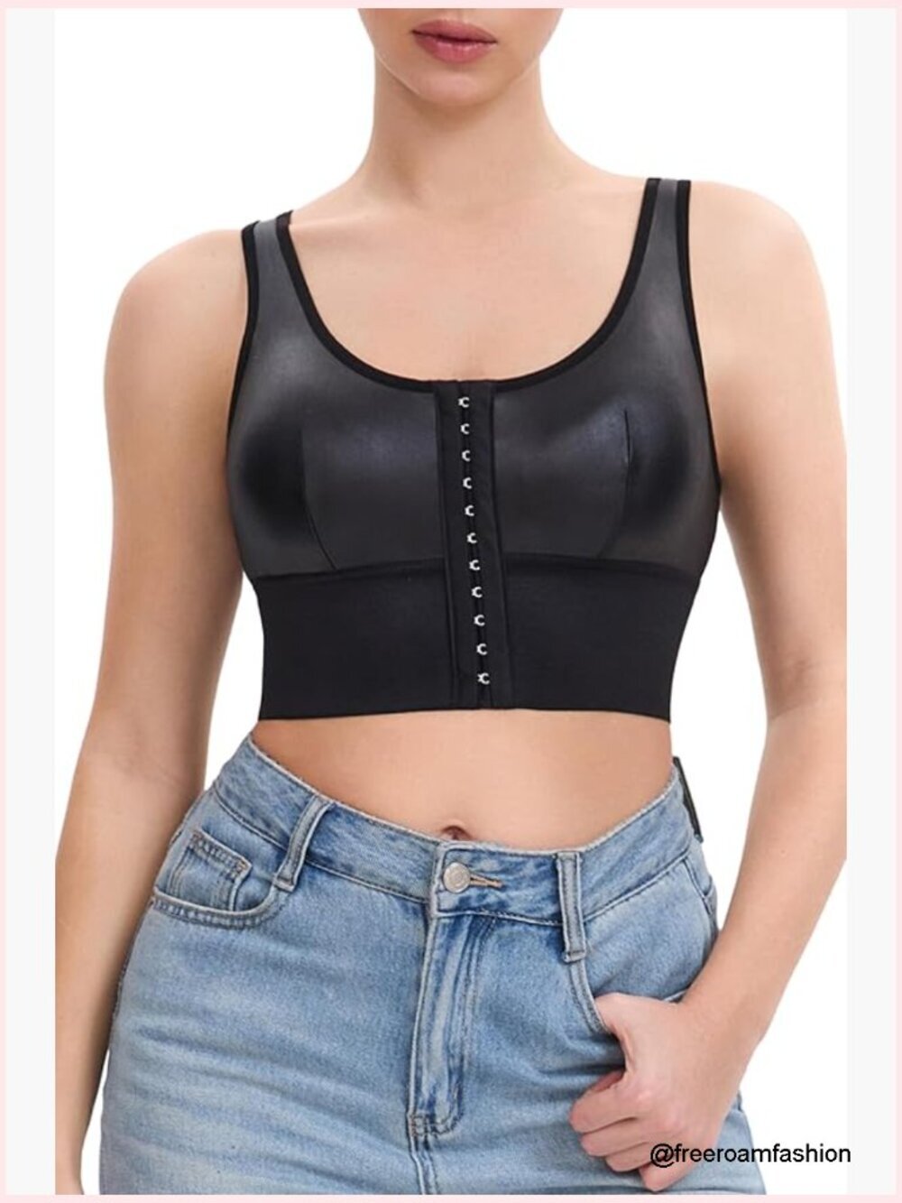 Faux Leather Corset Crop Tank Top Y2K Going Out Clubwear